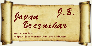 Jovan Breznikar vizit kartica